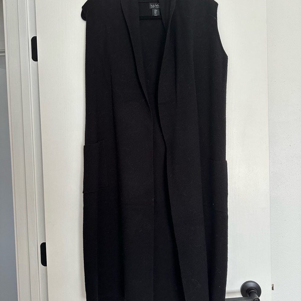 Nicole Miller Black Notched Collar Tunic